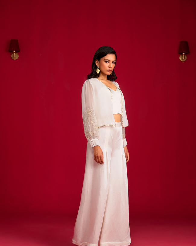 Ivory Corset Pants  With Jacket Set