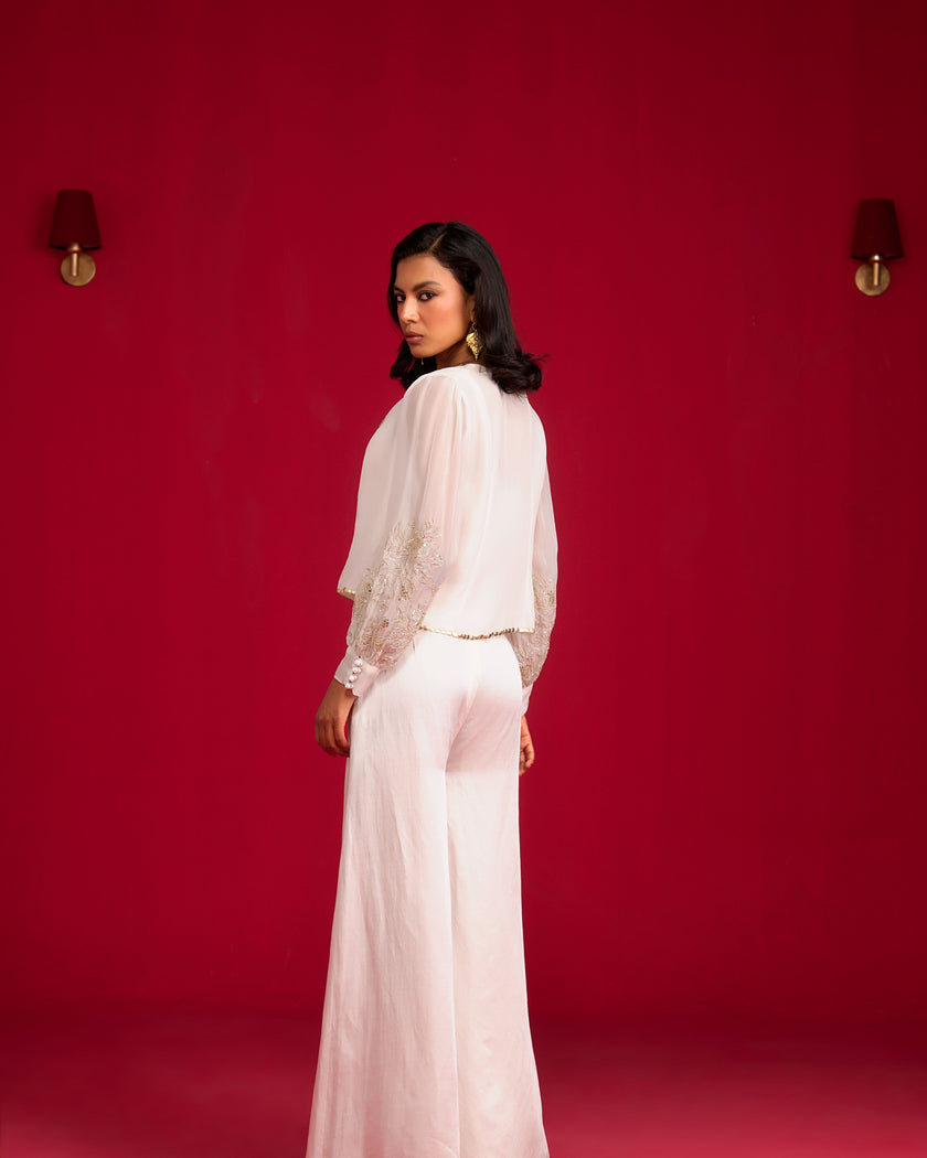 Ivory Corset Pants  With Jacket Set