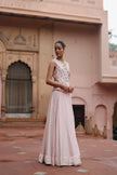 Pink Dupion Silk Printed Waistcoat and Skirt Set