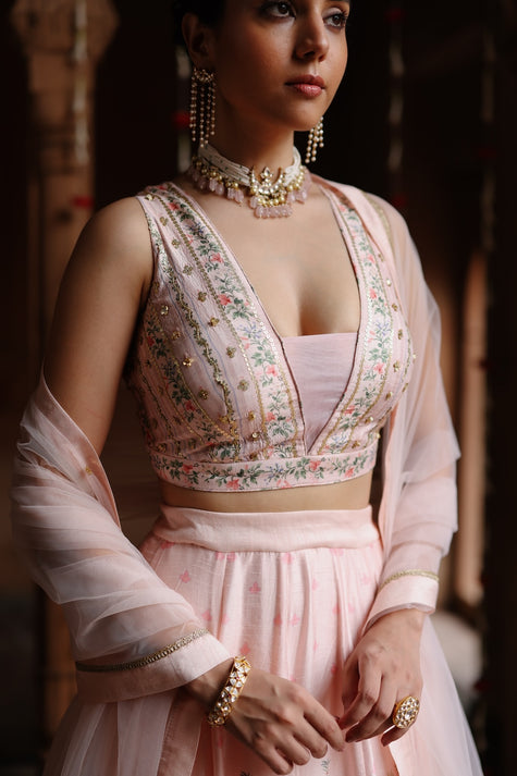 Pastel pink Lehenga Set