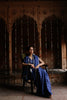 Blue Dupion Silk Printed Pre-Stitched Saree
