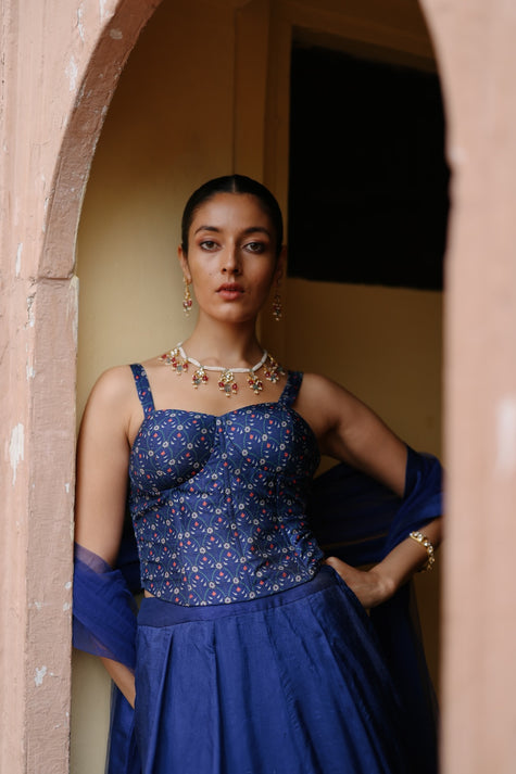 ⁠Blue Lehenga Set