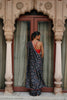 Blue Dupion Silk Printed Pre Stitched Saree Set