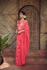 Red Pre-Stitched Hand Embroidered Saree With Blouse