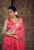 Red Pre-Stitched Hand Embroidered Saree With Blouse