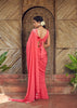 Red Pre-Stitched Hand Embroidered Saree With Blouse