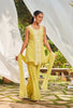 Lime Green hand embroidered Short kurta with Flare pants and Duppatta