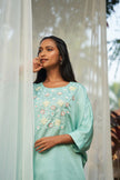 Turquoise Blue hand embroidered Co-ord Set