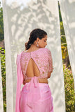 Pink pre-stitched Saree with hand embroidered blouse
