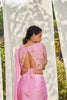 Pink pre-stitched Saree with hand embroidered blouse