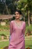Pink Tissue Hand Embroidered Kurta Set