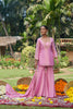 Pink Tissue Hand Embroidered Kurta Sharara Set