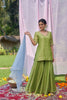 Green Tissue Hand Embroidered Sharara Set