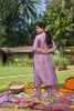 Purple Tissue Hand Embroidered Kurta Set